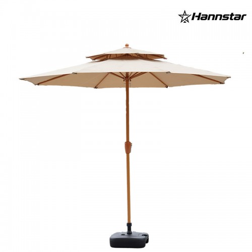  9ft Patio Umbrella - 2 Tiers Outdoor Umbrella with Base Stand